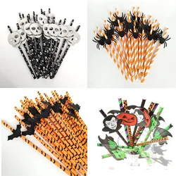 25pcs Halloween Disposable Party Straws Bat Skull Drinking Straws  Holiday Bar Home Party Halloween Decoration