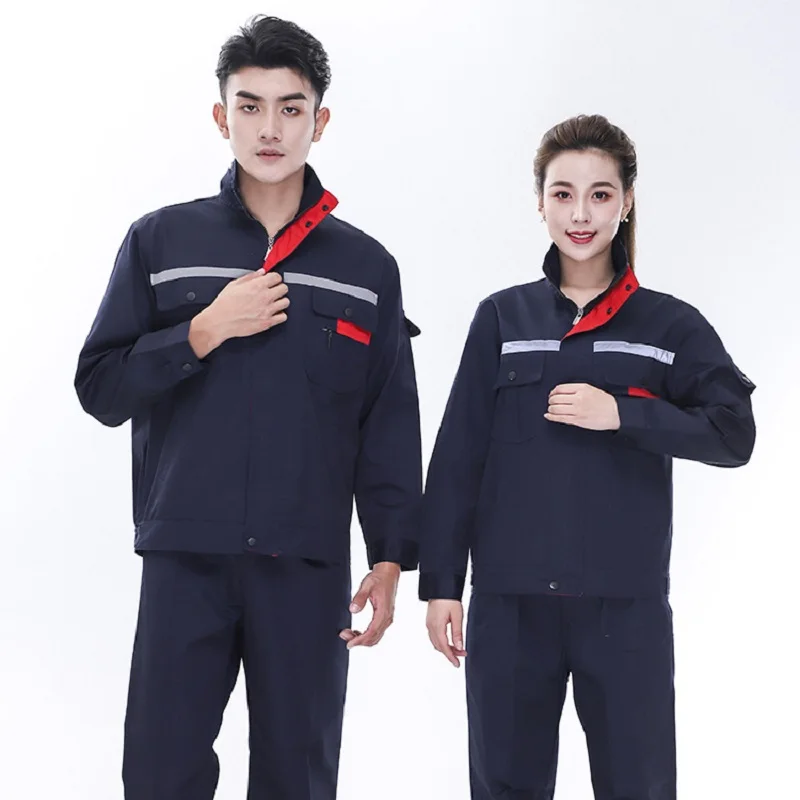 

Reflective Work Clothing Set Men Women Antifouling Jacket+Pants Machine Durable Worker Uniform Auto Repair Workshop Coveralls 4X