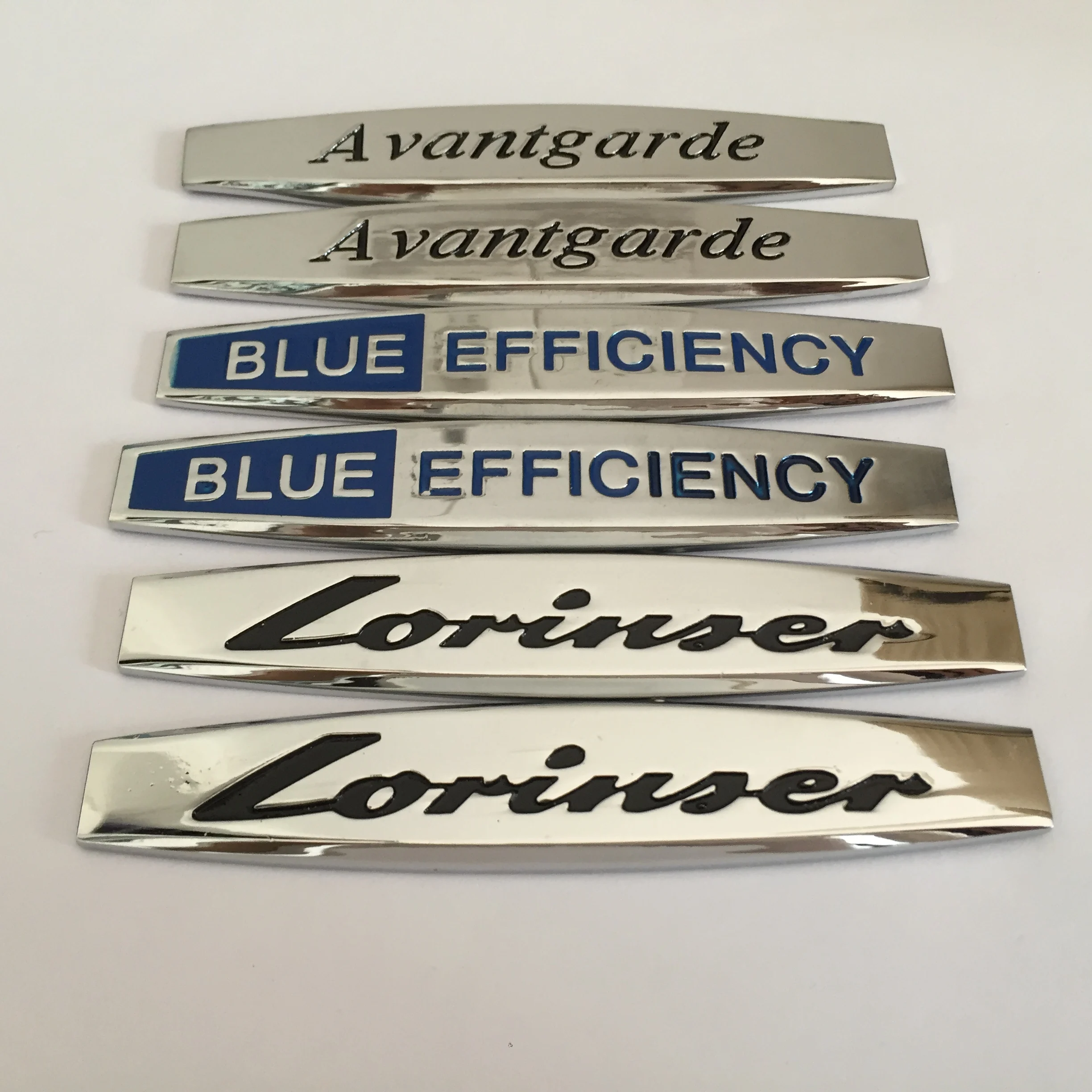 2pcs Blue Efficiency Lorinser Avantgarde Car Fender side Badge Decal rear trunk Sticker styling