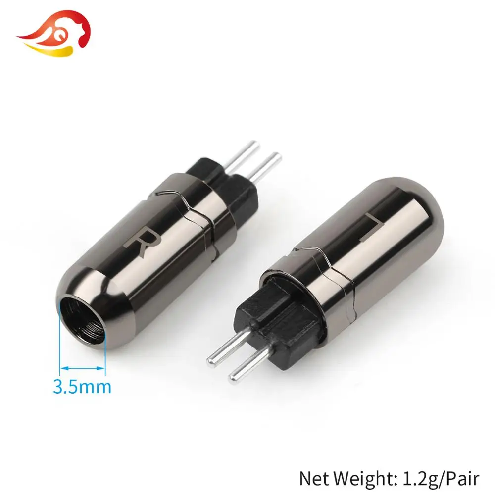 QYFANG Aluminum Alloy Plug Audio Jack Rhodium/Gold Plated Earphone 0.78mm Pin Wire Connector Adapter For UM3X W4R UE18 Headphone