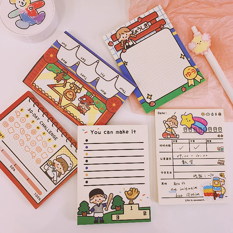 50 Sheets Happy Life Series Memo Pad School Planner DIY Notepad Paper Sticky Notes Escolar Papelaria Kids Gift