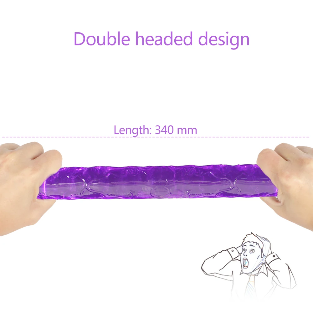 Double Dildo Flexible Soft Jelly Vagina Anal Realistic Penis Sex Toy For Women Lesbian Double Ended Dildo Dual Heads Horse Dildo