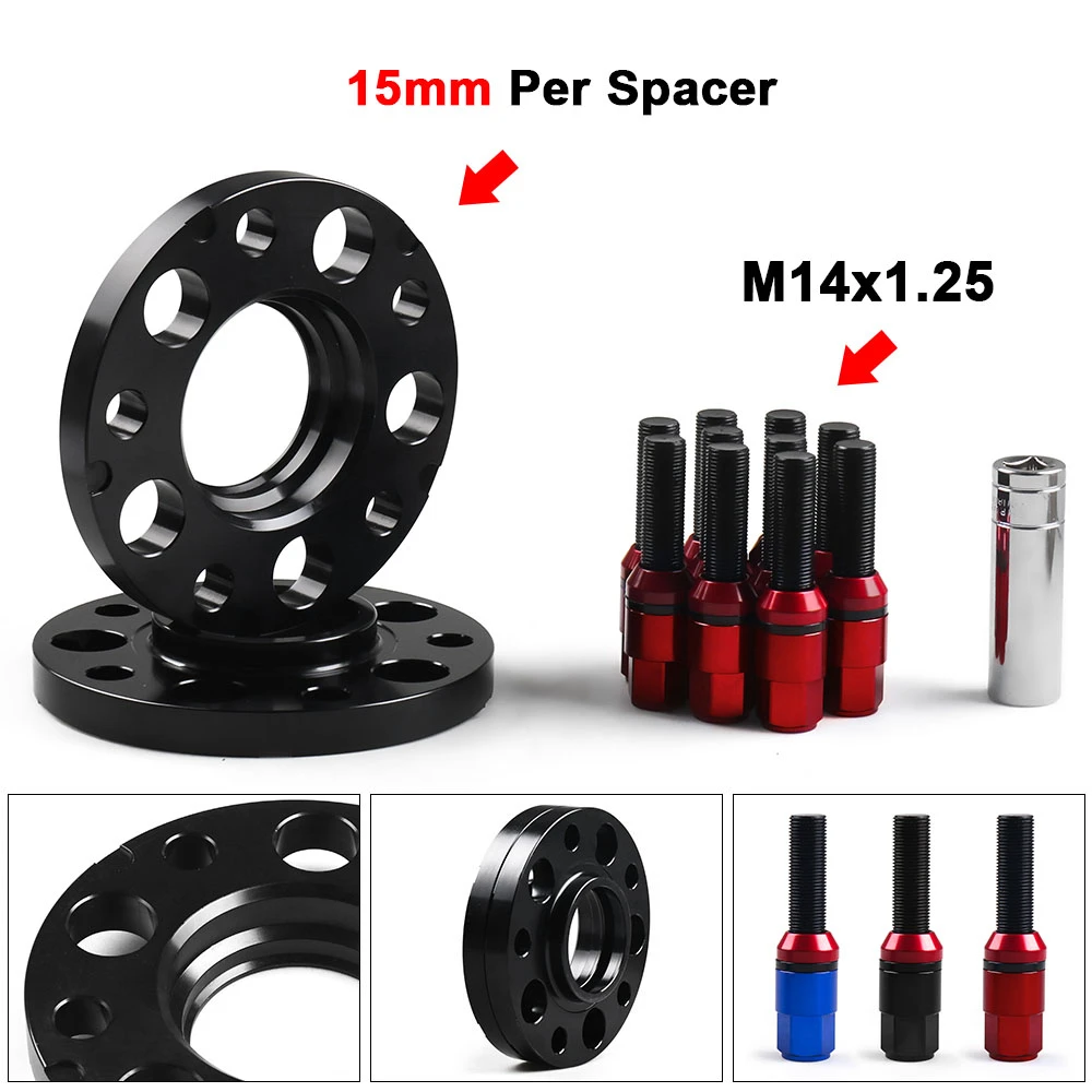 15mm 72.56mm 5x120mm Hubcentric Wheel Spacers M14x1.25 Tapered Bolts For BMW F Series F10 F12 F13 F01 F02 F30