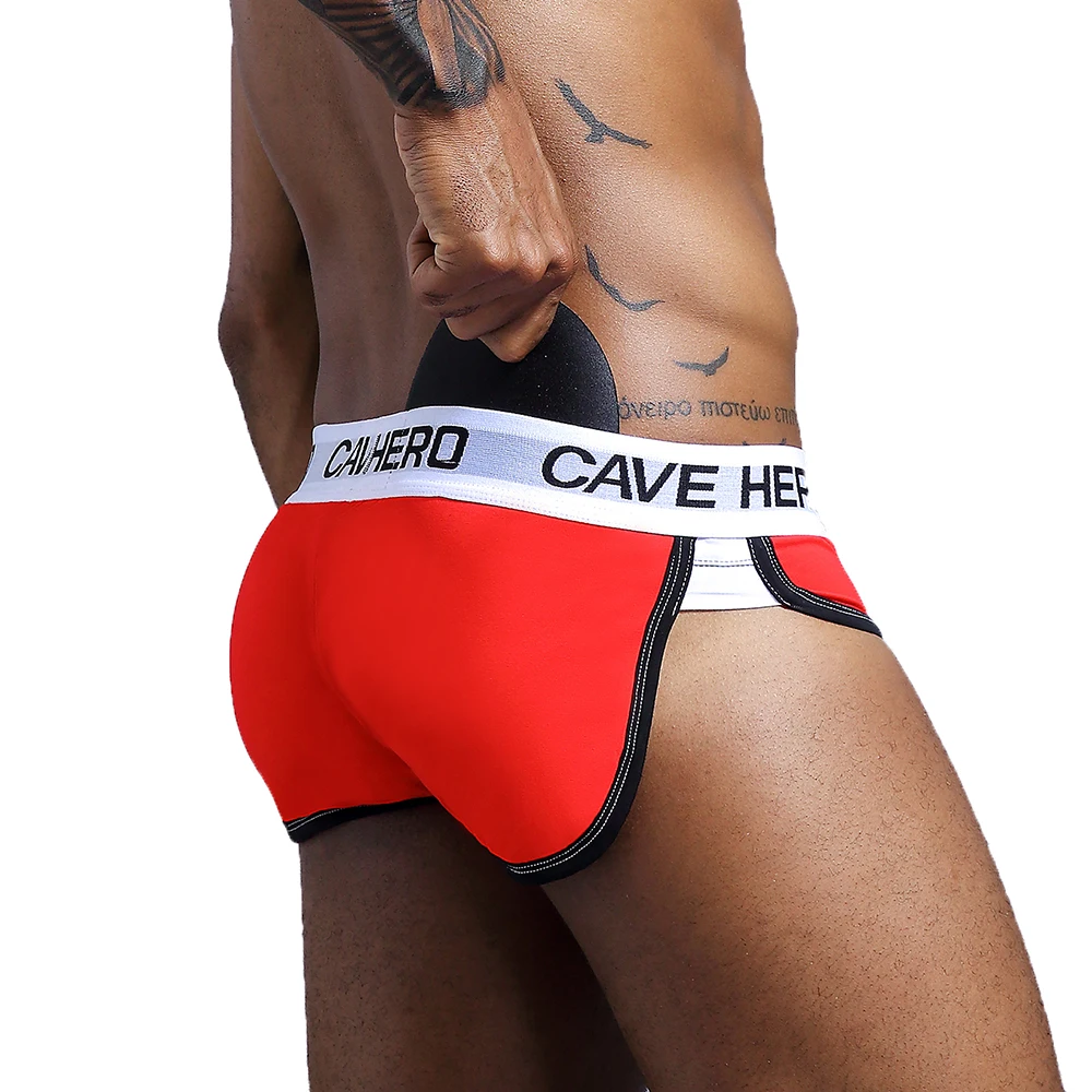 Bóxer de algodón 100% para hombre, ropa interior potenciadora de glúteos, pantalones cortos acolchados sin costuras, calzoncillos sexys