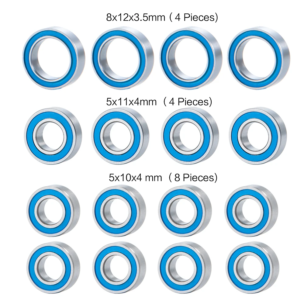 AXSPEED 16Pcs Metal Wheel Hubs Axle Sealed Bearing Kit for Tamiya TT-02 1/10 RC Car Truck Model Accessories Upgrade Parts