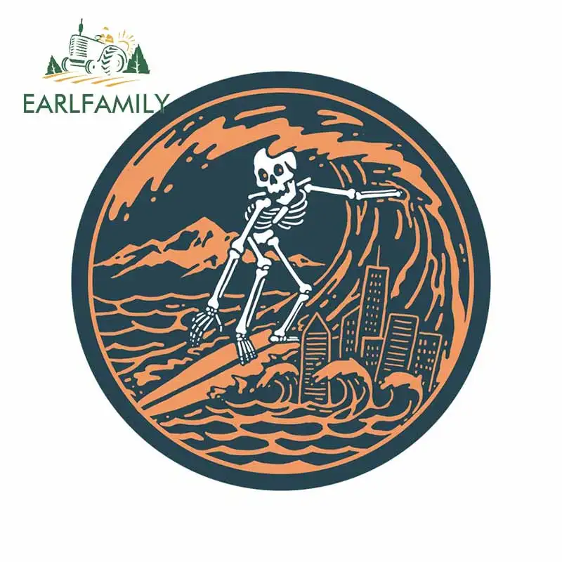 EARLFAMILY 13 см x 12,9 см для города, серфинга, черепа, мотоцикла, автомобиля, наклейки, граффити, наклейка, Забавный 3D виниловый материал, украшение окон