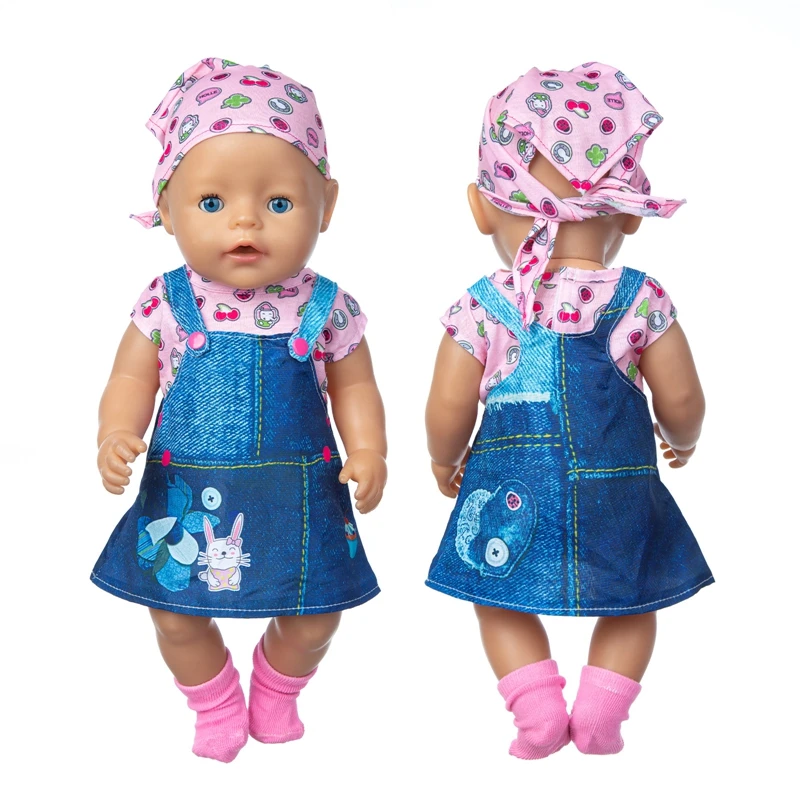 3Pcs/set Dress Doll Clothes Fit 17inch For 43cm Baby Doll New Born Doll Clothes(Not include shoes)