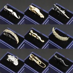 Classic Mens Golden Black Metal Tie Clip Beard Shoe Gun Boat Car Owl Leaf Shape Clips Pin Wedding Bussines Fasshion Accessories