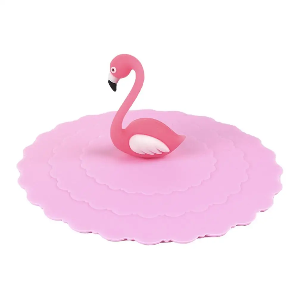 Silicone Flamingo Cup Cap Leakproof Cup Lids Heat Resistant Reusable Sealed Cover Kitchen Tea Cup Accessories