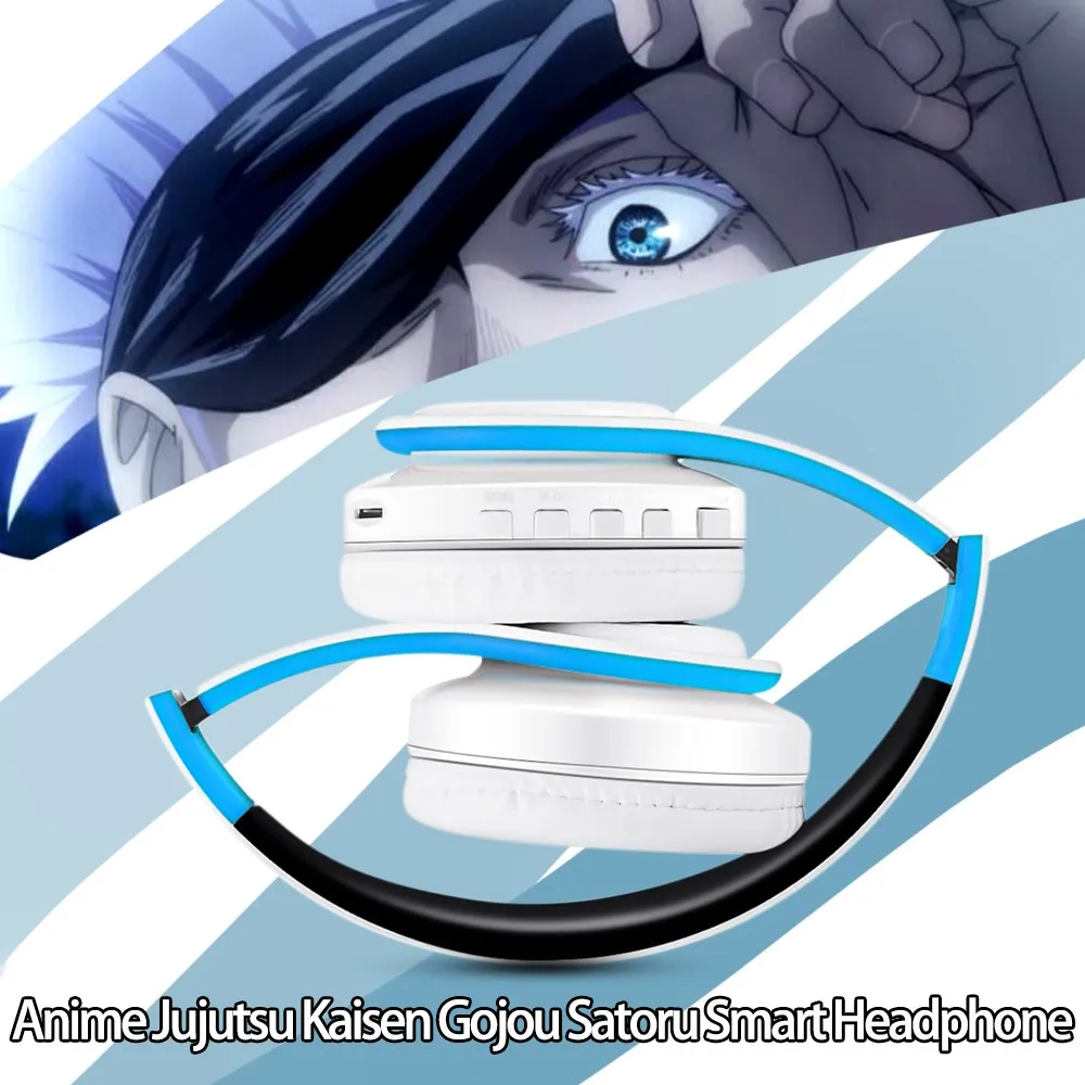 コスプレゲーミングヘッドフォンアニメ柔術kaisen gojou悟bluetoothサイレントディスコヘッドセット学生ヘッドホンプラグでカードとfm
