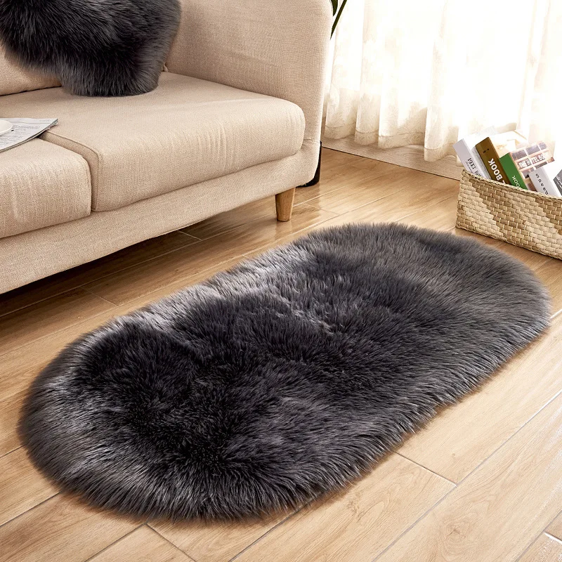 Soft Artificial Sheepskin Oval Fluffy Rugs Living Room Bedroom Mat Artificial Wool Warm Hairy Carpet Seat Textil Fur Area Rugs