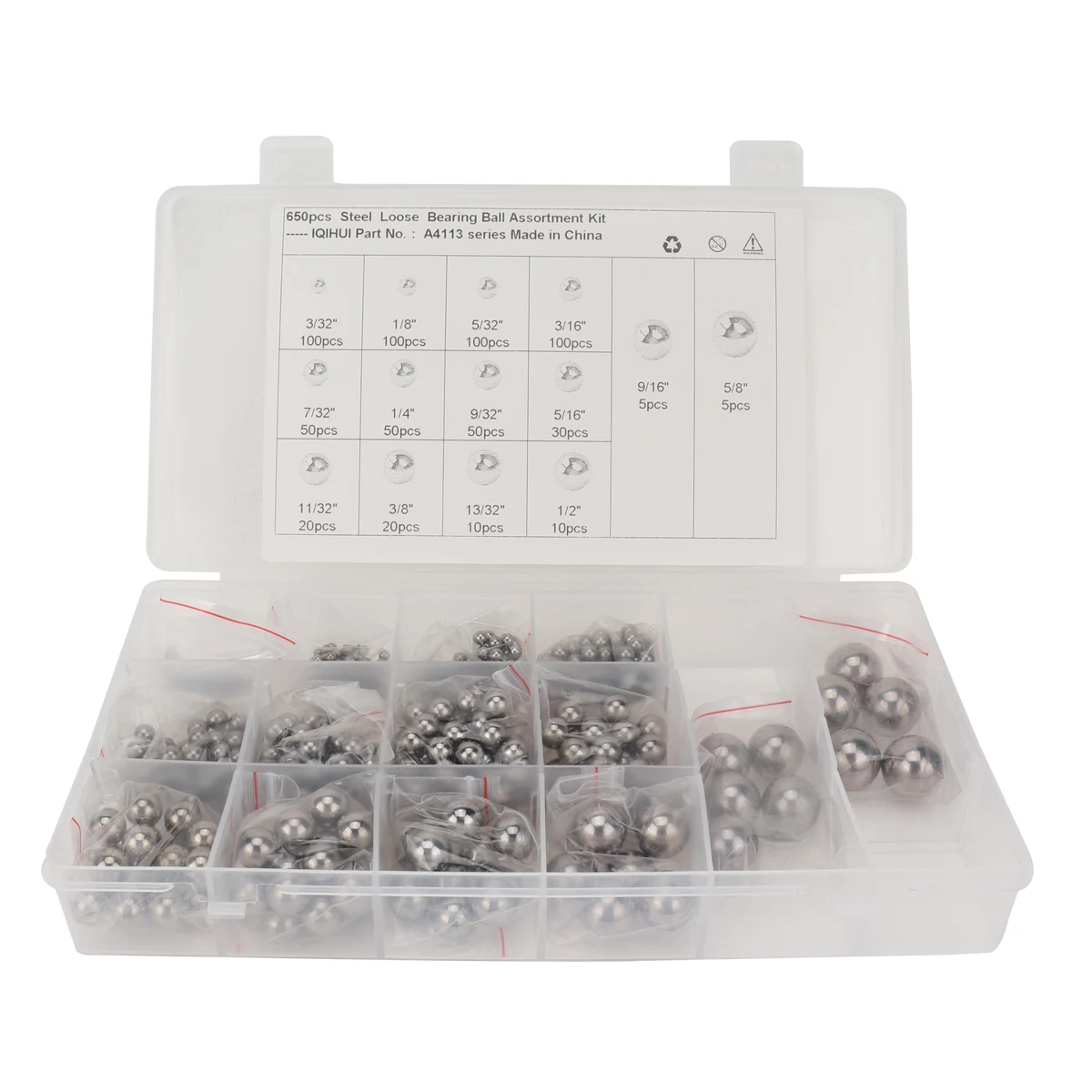 

650 pieces of -14 kinds of high-precision G25 bearing steel balls Applicable: cars, motorcycles, ATV mountain bikes, bicycles