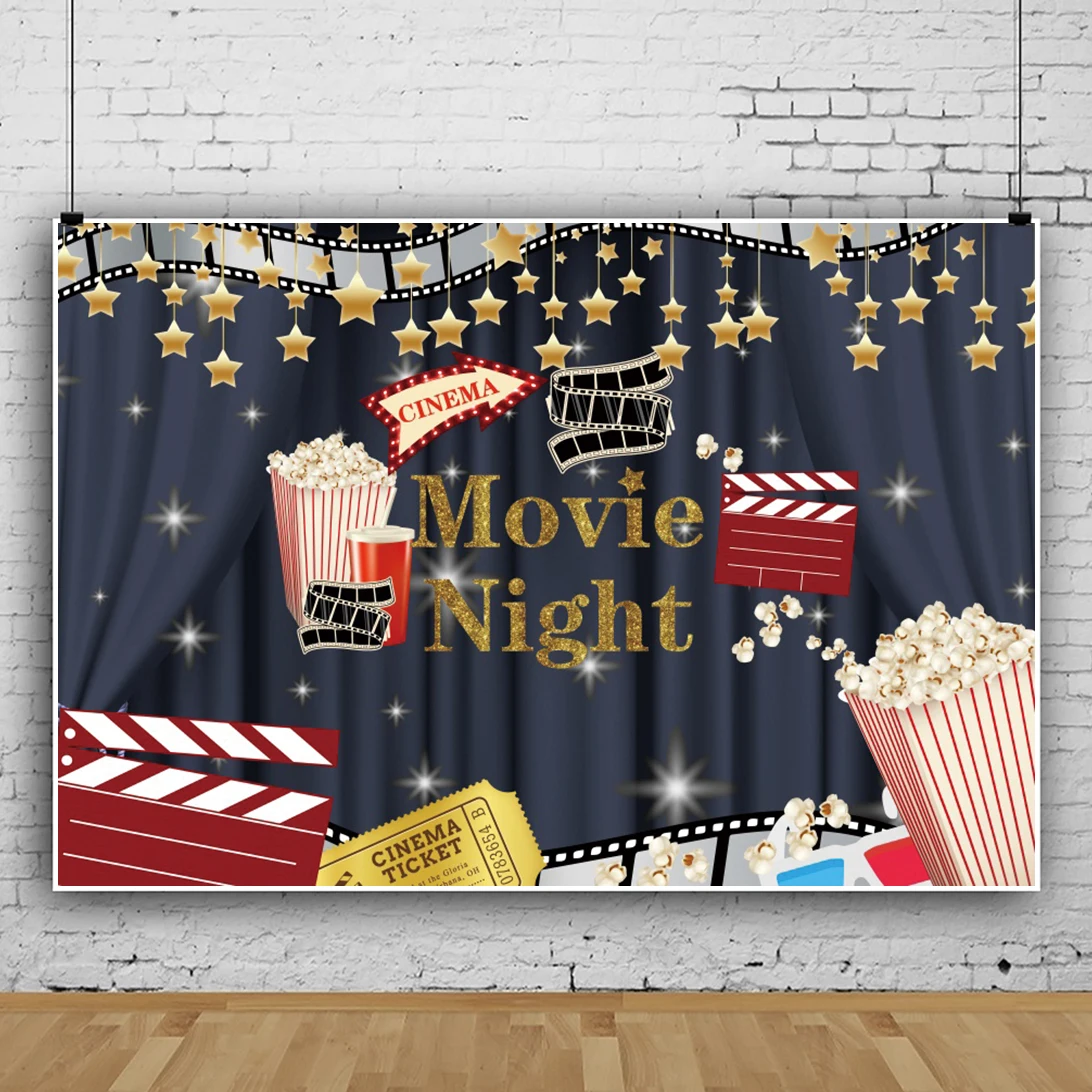 Laeacco فيلم ليلة صور خلفية الفشار شرب الشريط ديكور غرفة عيد ميلاد مخصص التصوير خلفية الصورة لاستوديو الصور