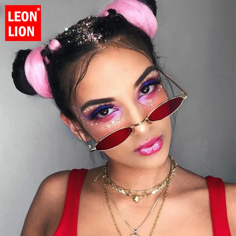 LeonLion 2023 Oval Retro Sunglasses Women Brand Designer Glasses Women/Men Small Eyeglasses Women Mirror Oculos De Sol Feminino