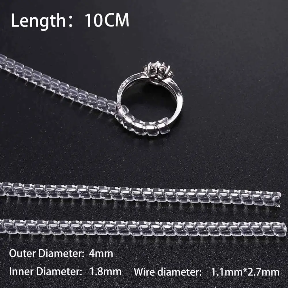 4 teile/los Transparent Spirale Basierend Ring Werkzeuge Frühling Spule Ring Größe Teller Schutz Spanner Reduzierer Größenänderung Werkzeug Für Schmuck
