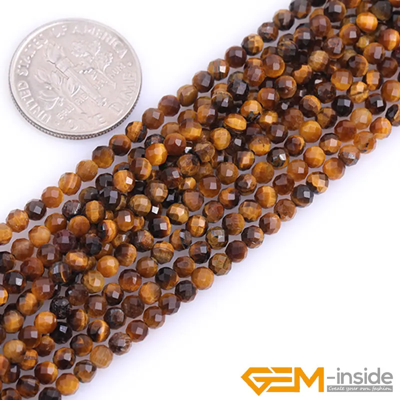 Natural Stone Small Beads Faceted Tiny Beads For Jewelry Making Strand 15\