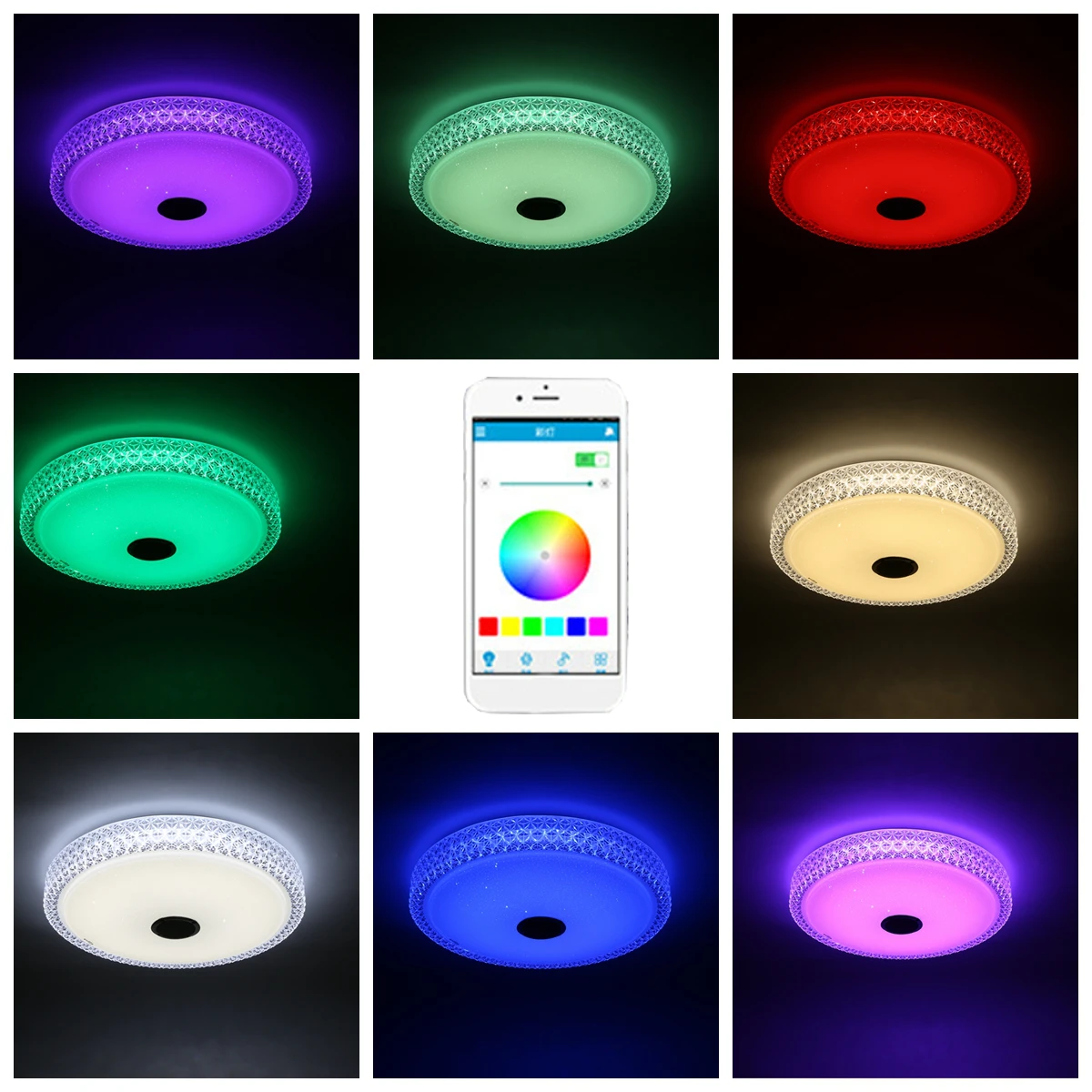 Imagem -06 - Luminária de Teto Led Moderna Rgb com Controle Remoto 80 Cores Iluminação Inteligente para o Quarto com Bluetooth e App de Música