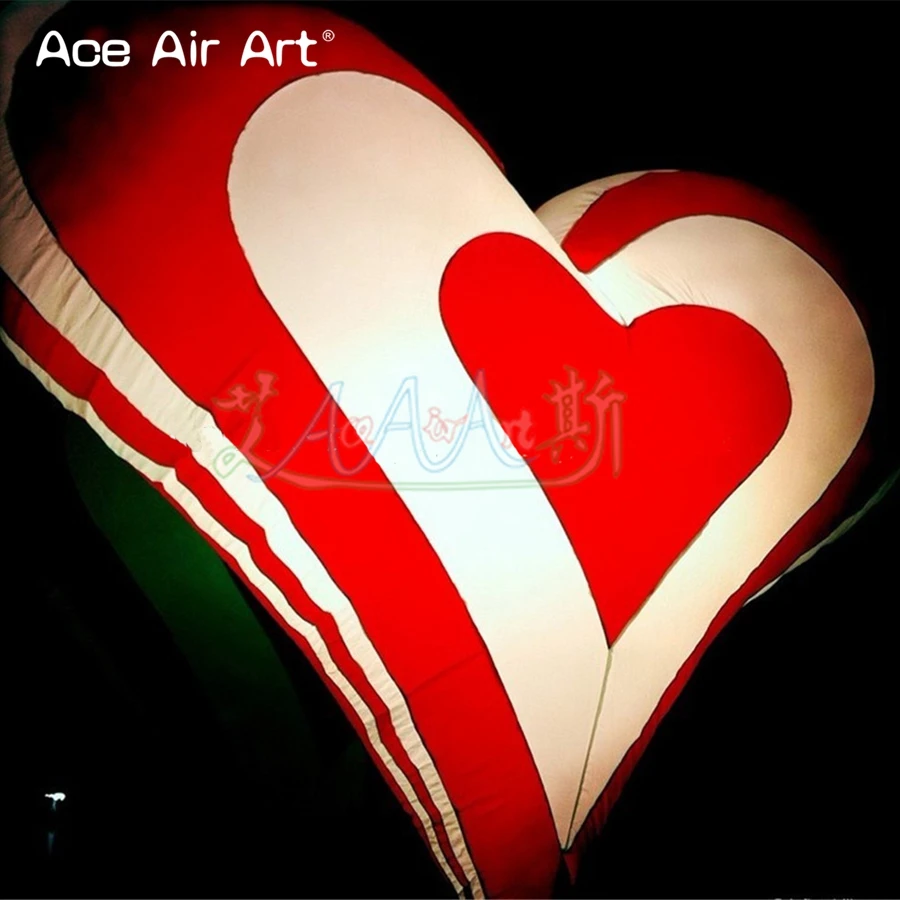 Custom Gaint Inflatable Red And White Heart Shaped Product For Valentine's Day/Wedding/Party Decoration Made By Ace Air Art