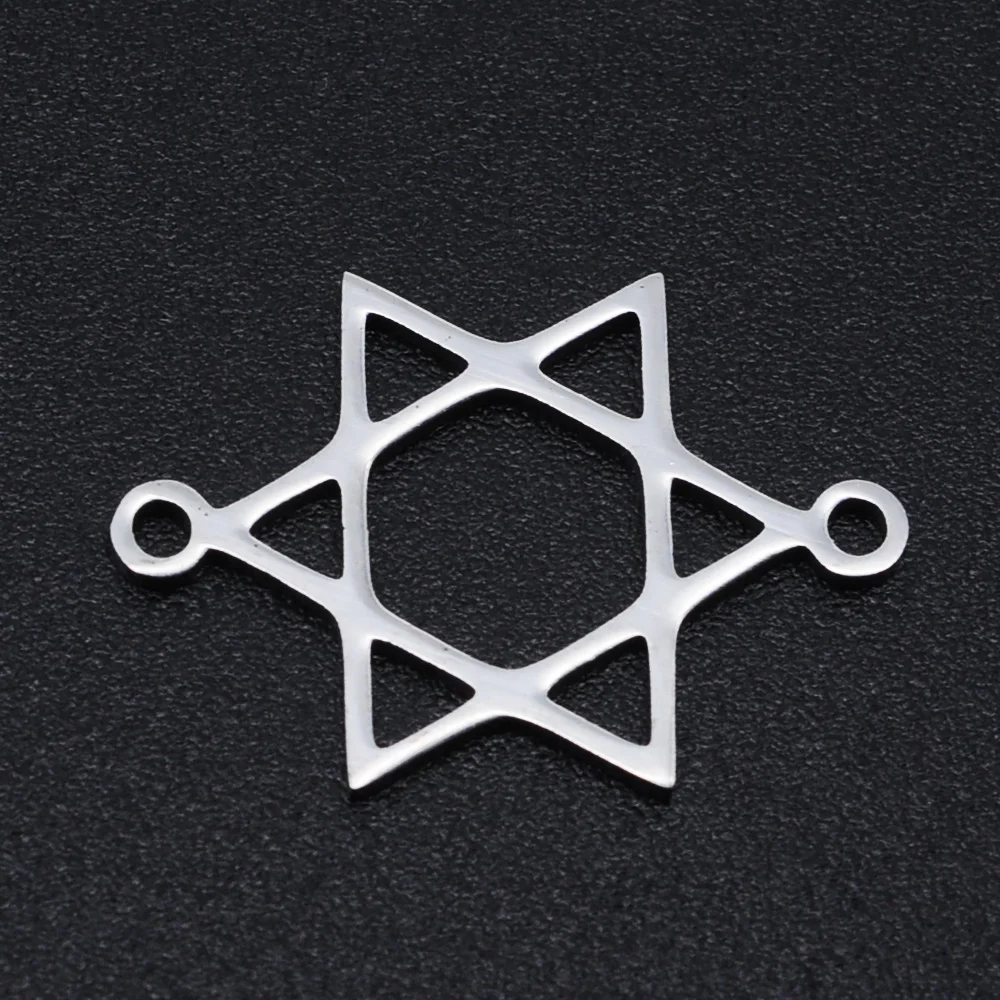 5pcs/lot Star of David DIY Earring Charms Wholesale 100% Stainless Steel Meteor Connectors Charm Starry Jewelry Pendant