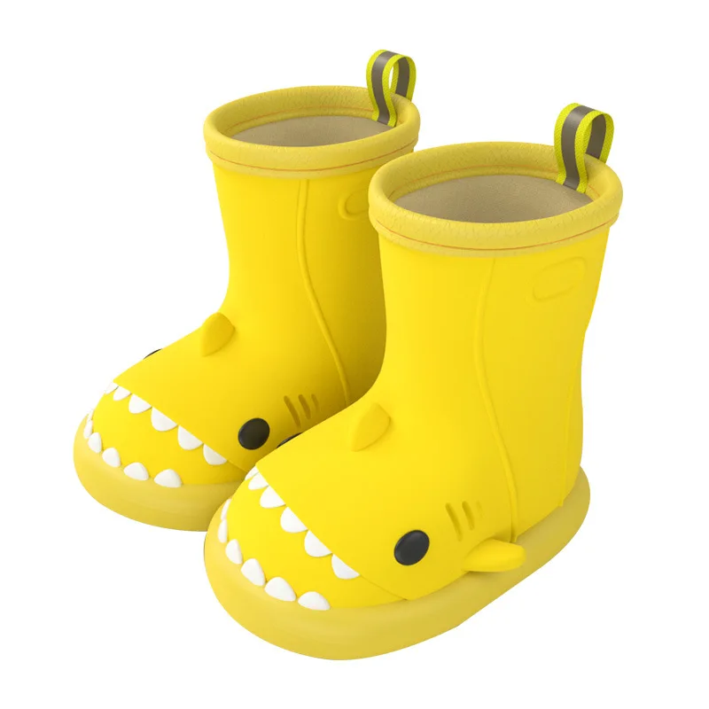 Children\'s Rain Boot Cute Cartoon Shark Kids Rain shoes with Easy-On Handles Non-Slip Thickened Wear-Resistant kid Rubber Boots