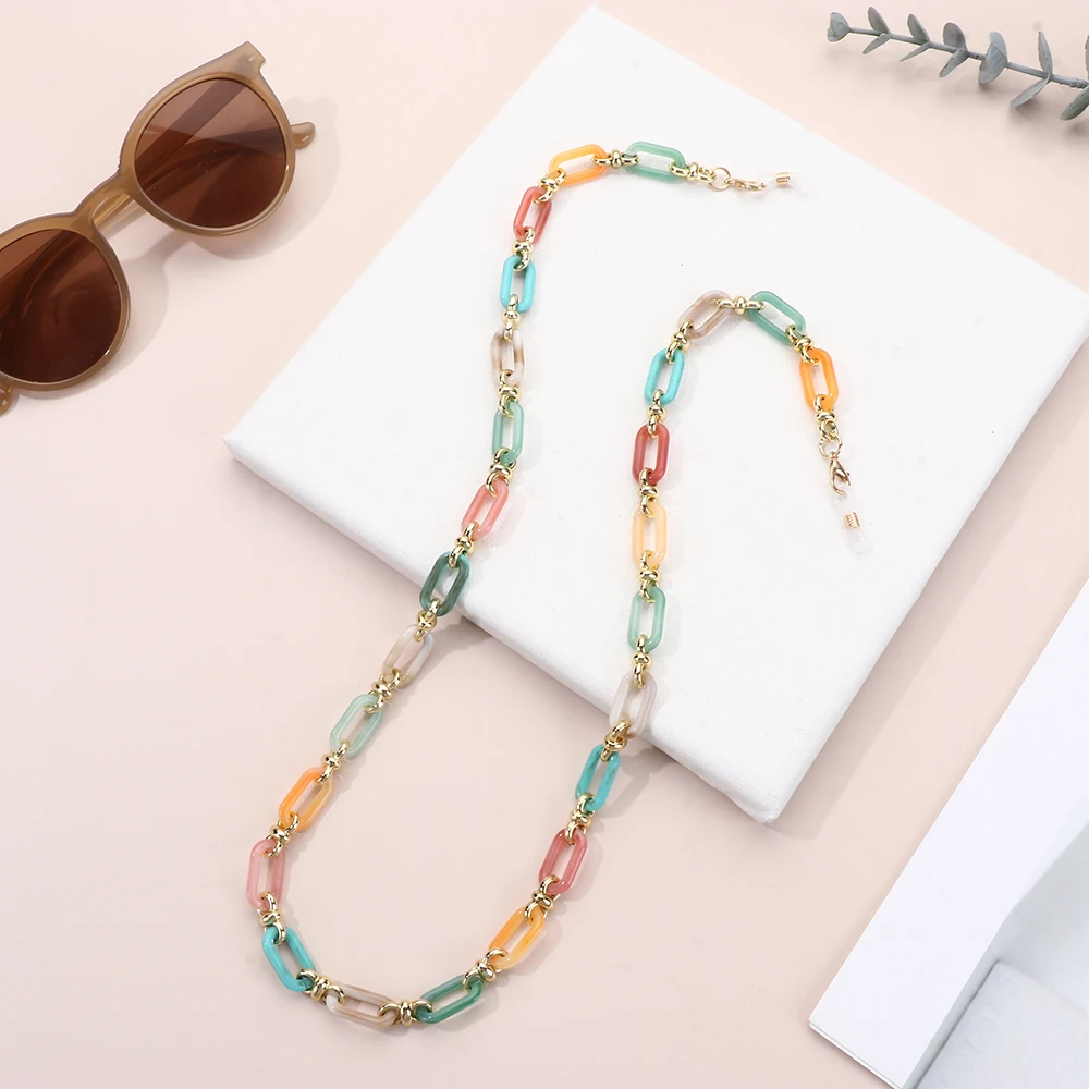 Multicolor Acrylic Sunglasses Lanyard Necklace Women Trendy Candy Color Glasses Chain Eyewear Hanging Rope Fashion Accessories