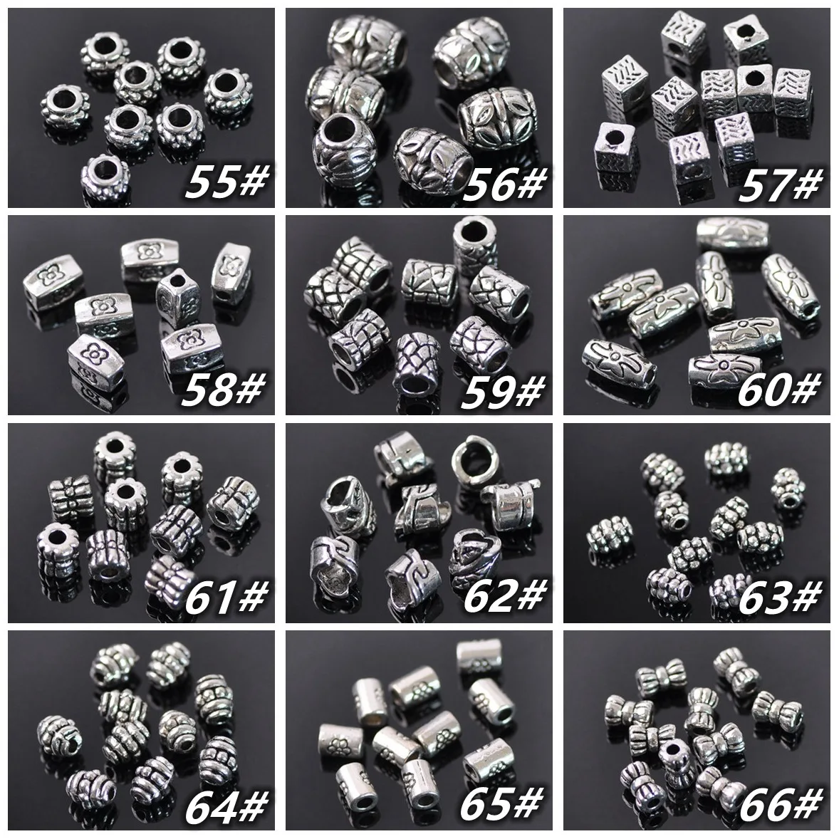 Tibetan Silver Color Metal Alloy Loose Crafts Beads Lot for DIY Earring Necklace Bracelet Jewelry Making Findings