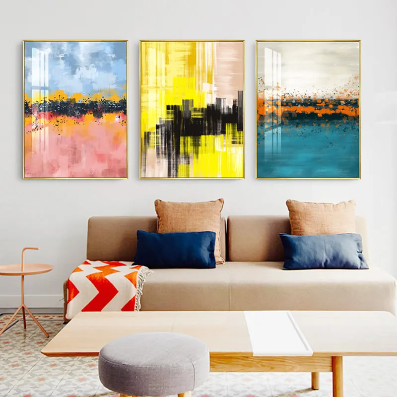 

Abstract Gold Foil Block Painting Blue Poster Print Modern Golden Wall Art Picture for Living Room Navy Decor Big Size Tableaux