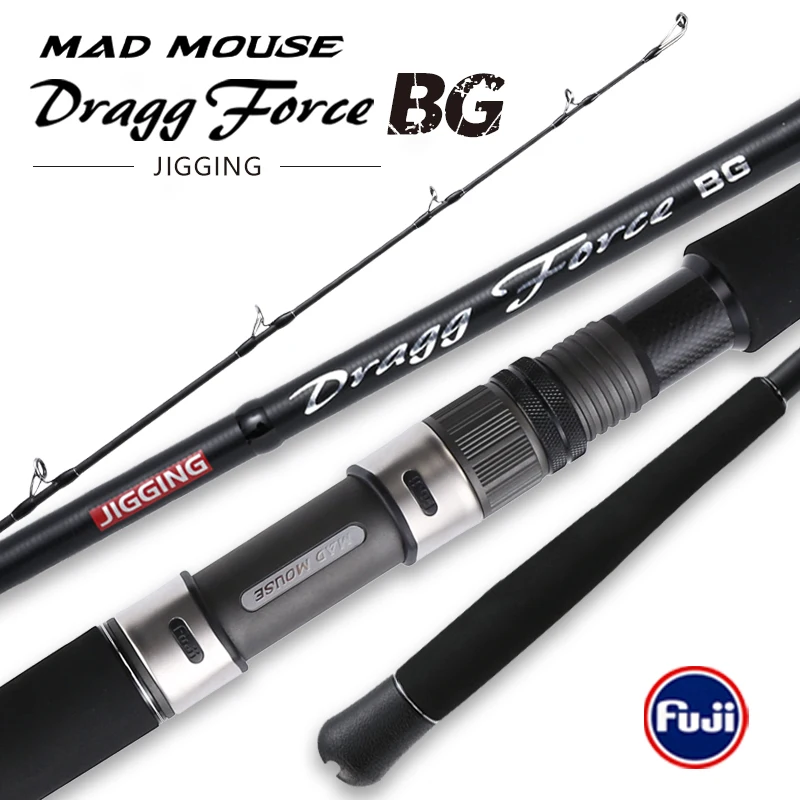 NOWOŚĆ MADMOUSE Dragg Force BG Jigging Rod 1.9m PE4-8 Jig 400g Drag 30kg Japan Full Fuji Parts Boat Rod Ocean Fishing Rod