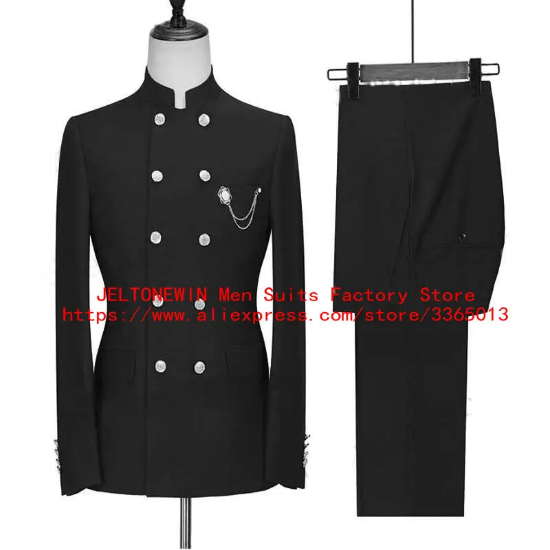 

JELTONEWIN 2021 Fashion Black Men Suits 2 Pieces Business Suit Blazer Groomsmen Formal Wedding Formal Party Suits (Jacket+Pants)