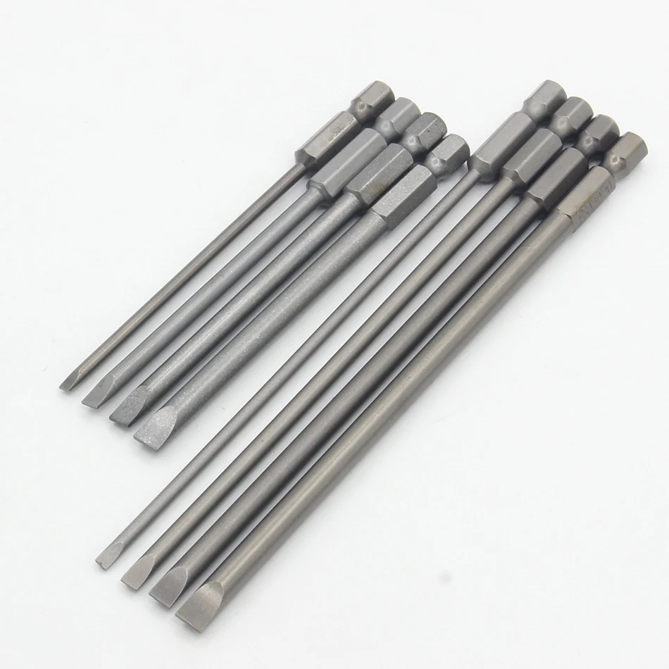 1Pc 1/4 Inch Hex Flat Head Slotted Tip Screwdrivers Bits Electric screwdriver Set long 100mm 150mm