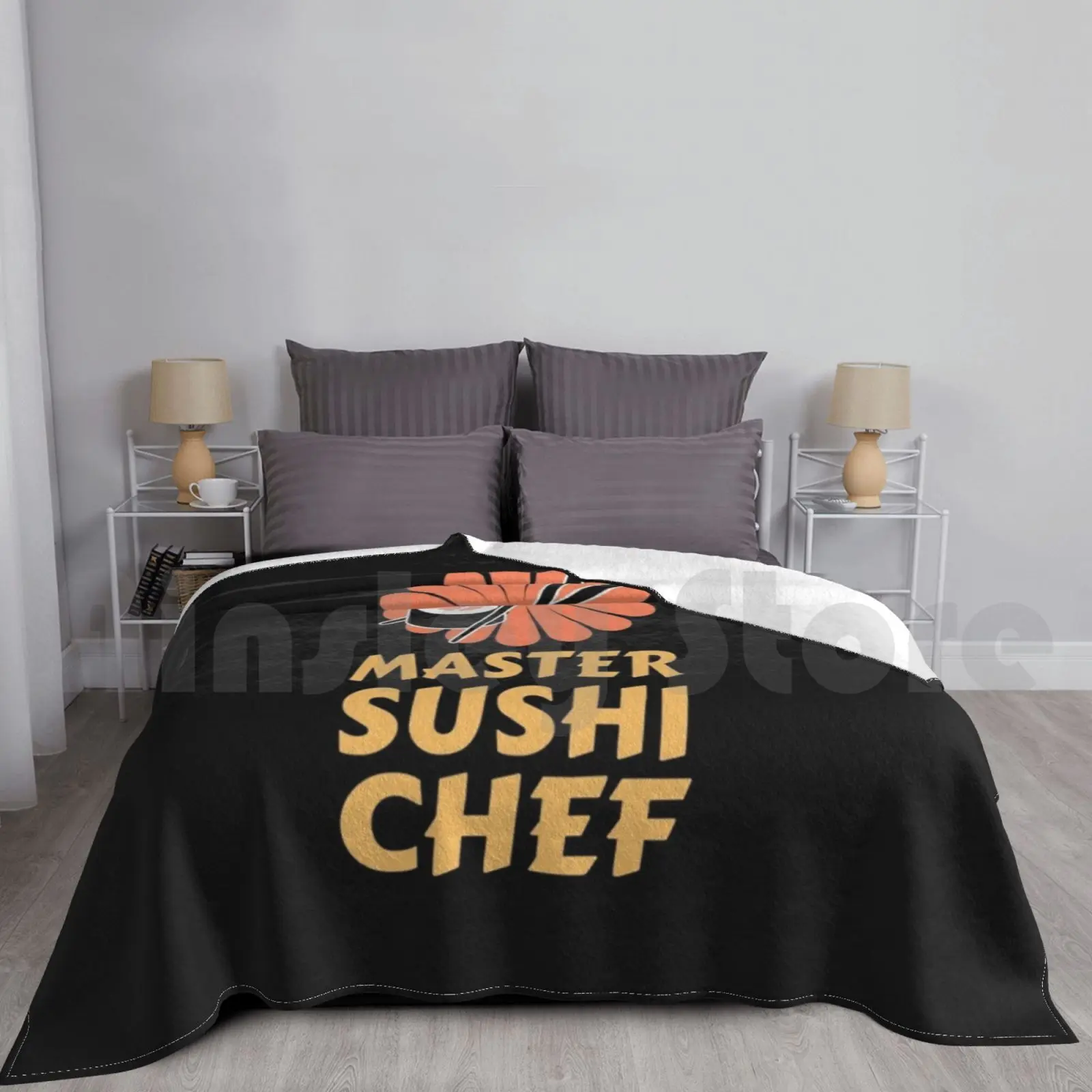 Japanese Food Design For Home Sushi Making Blanket Super Soft Warm Light Thin Sushi Sashimi Fish Sea Food Seafood Fishy