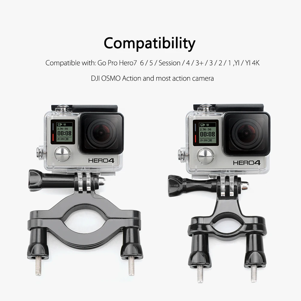 Vamson for Go Pro Accessories Bike Motorcycle Handlebar Pole Mount For Gopro Hero 12 11 10 9 8 7 6 5 4 for SJCAM Mijia for yi 4K