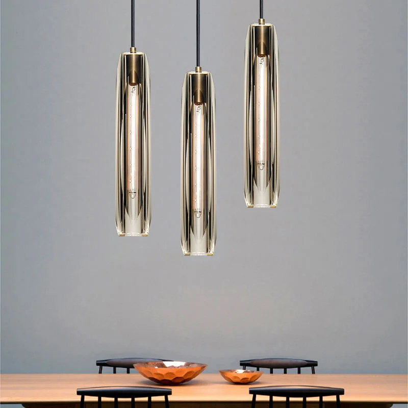 Postmodern all-copper light luxury crystal pendant light bedroom bedside living room dining bar table single head pendant lamp