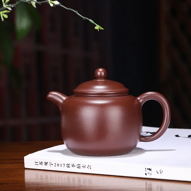 

clay teapot Yan Liquan handmade raw material purple vermilion clay Bao Zun teapot home kungfu tea set painting gold