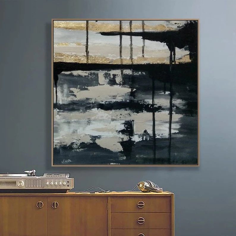 

Абстрактные настенные художественные картины на холсте, художественная Оригинальная Живопись, Настенный декор, большая масляная живопись, черно-белая художественная серая живопись