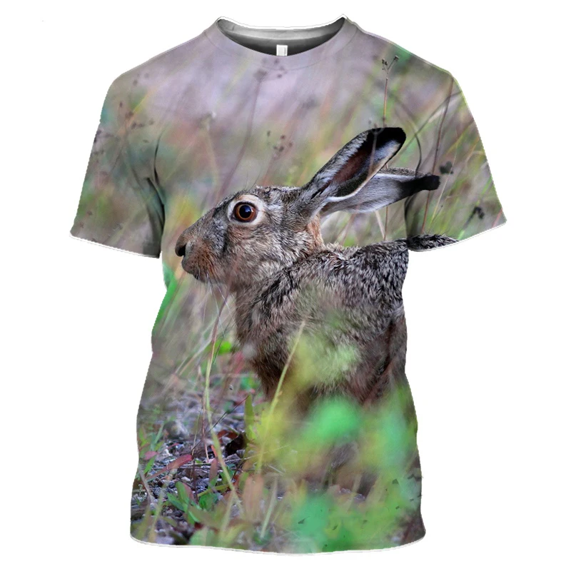 Hot Sales Hunting Crazy Rabbi Tshirt Oversized T Shirt For Mens Gym T-Shirts For Mens 3D Print Animal Lovely Rabbit Short Sleeve