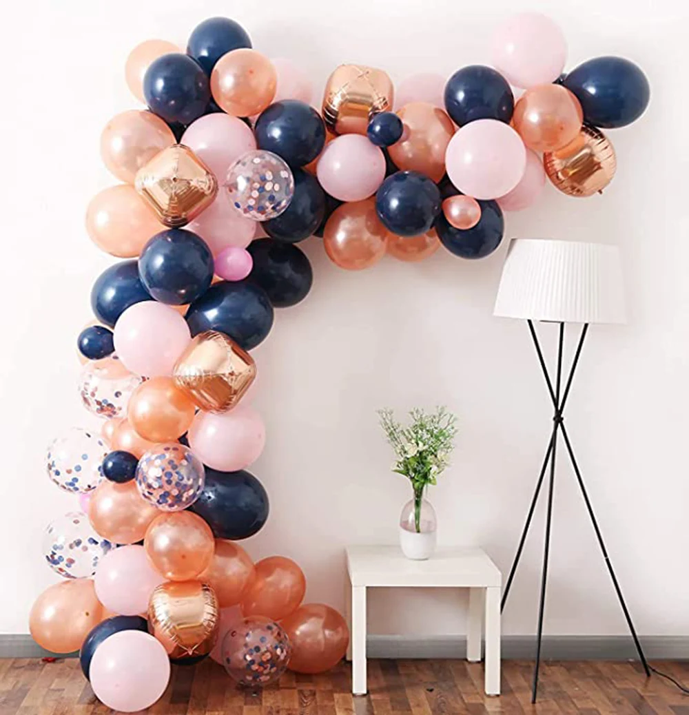 

110pcs/lot Gender Reveal Party Navy Rose Gold Balloons Latex Pink Balloons Garland Arch Kit Baby Shower balloons Birthday Party