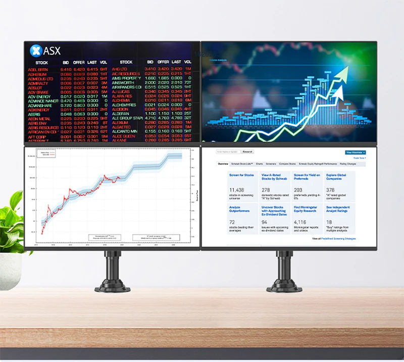 NB Baru H180 22 "-32" Monitor Ganda Pemegang Meja Lengan Gas Musim Semi Gerak Penuh LCD TV Dudukan 2-12Kg Ergonomica Braket Klem Lengan Ganda