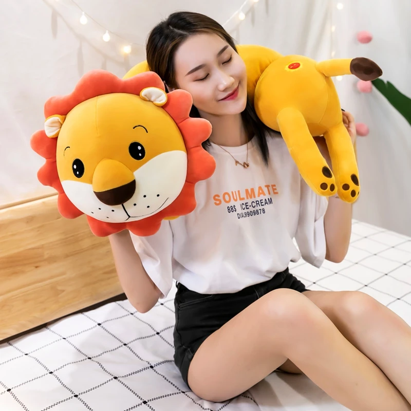 

85cm-140cm Funny Lion Plush Long Pillow Toys Soft Stuffed Cartoon Animal Rabbit Husky Doll Sofa Bed Sleeping Pillow Kids Gifts