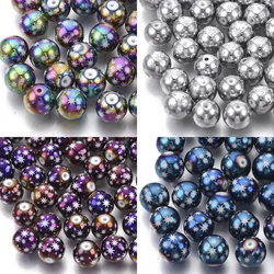 20pcs 10mm Colorful Electroplate Loose Spacer Beads Christmas Theme Star Bell Snowflake for Jewelry Making