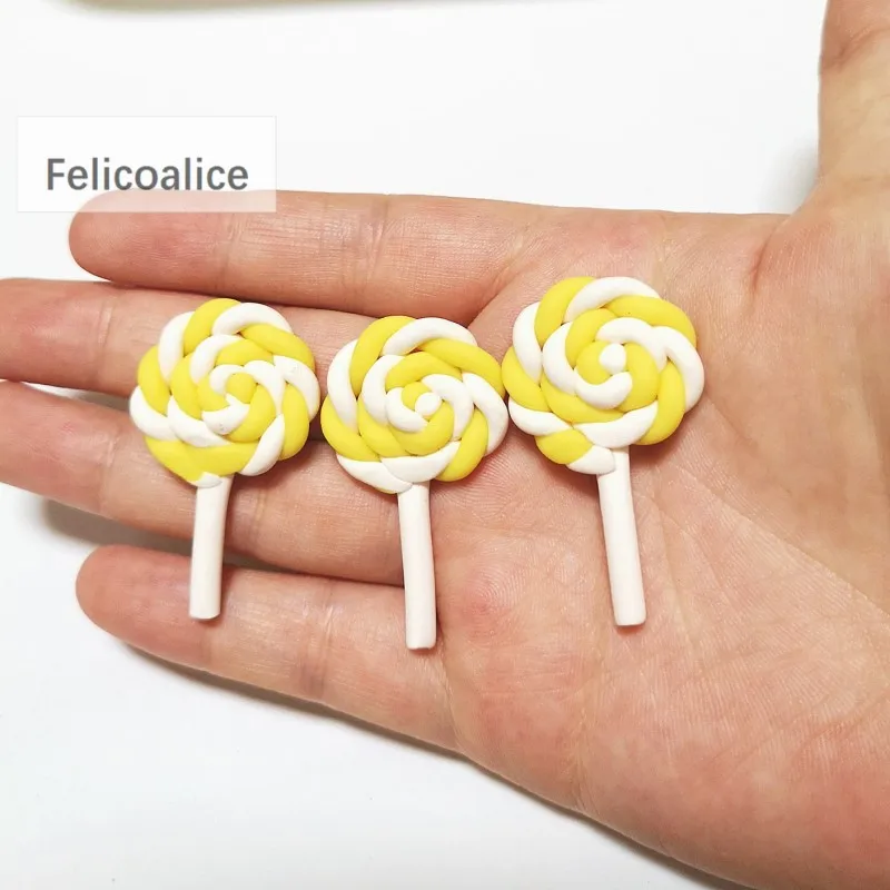 8 Stück Cabochons aus Kunstharz mit flacher Rückseite, Pastell-Konfetti-Charms, Süßigkeiten, Lutscher, Süßigkeiten, weicher Ton für Kinder, DIY-Telefondekoration – Detail 18