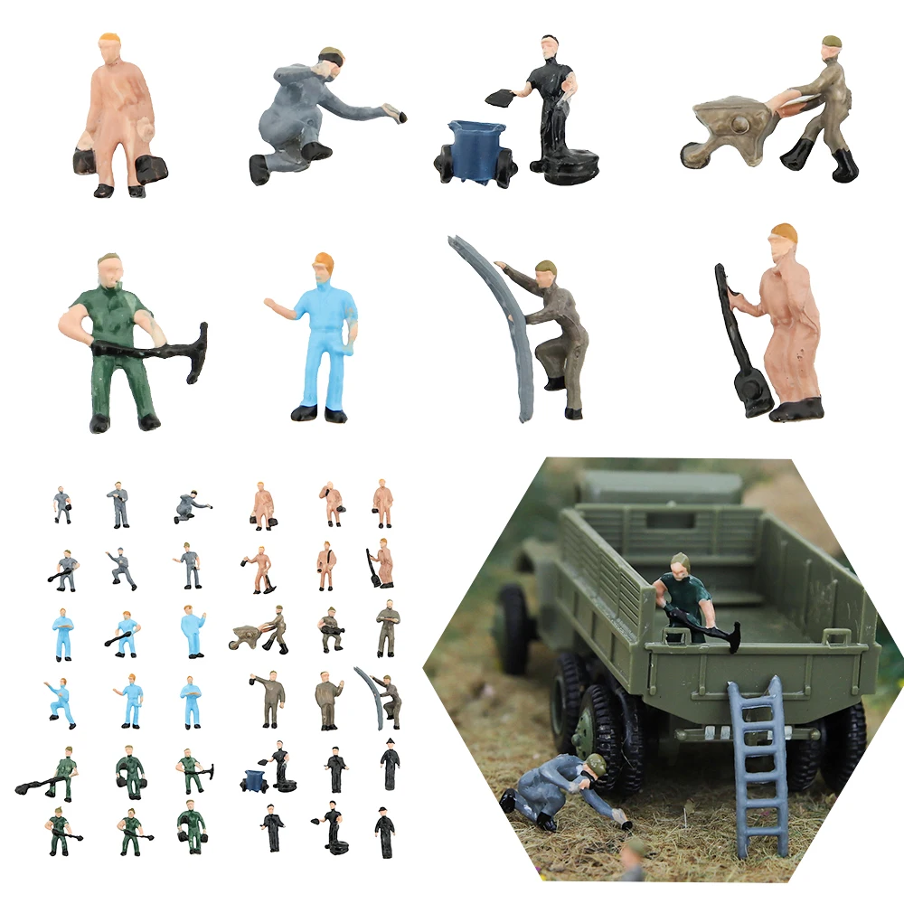 25pcs Ho Scale 1:87 Diorama Model Railway Worker Toys Miniature Figures Architecture Train People Sand Table Layout Kits