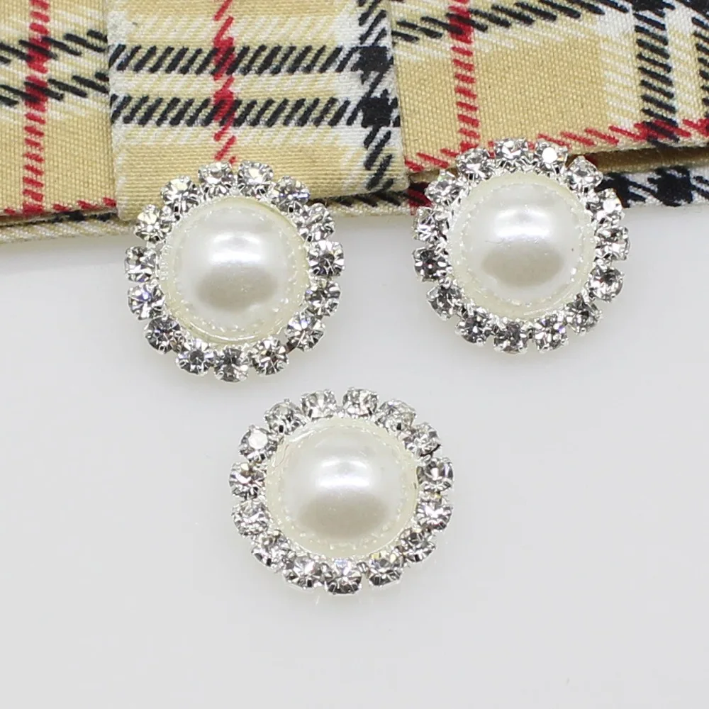 wholesale price 10 pieces 15mm Diy crystal white pearl wedding jewelry accessories rhinestone crafts exquisite produ