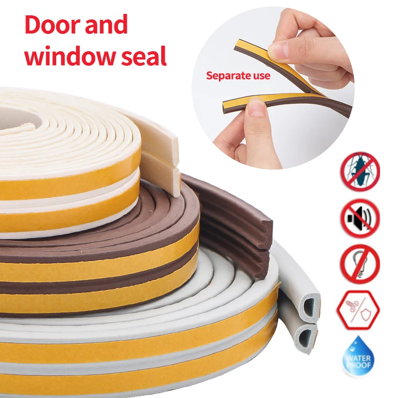 DIPE Self-Adhesive Door And Window Sealing Strip Glass Window Anti-Collision Rubber Strip Foam Sound Insulation Strip 5Meters