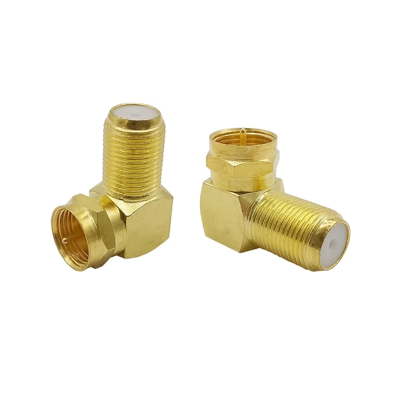 5Pcs RG6 Plug Socket Adapter Gold-Plated F-Type Male Plug to Female Jack Right Angled 90 Degree Coaxial Coax Connector