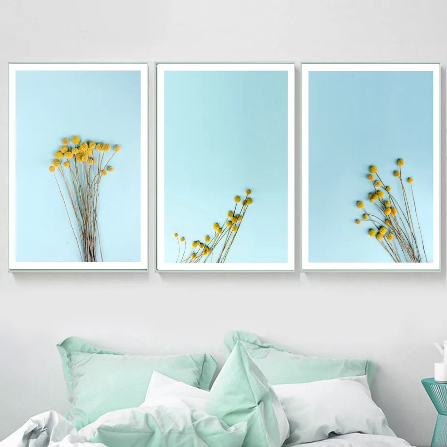 Künstliche Kunststoff Gelbe Blume Wand Kunst Leinwand Malerei Nordic Poster Und Drucke Wand Bilder Für Schlafzimmer Wohnzimmer Dekor