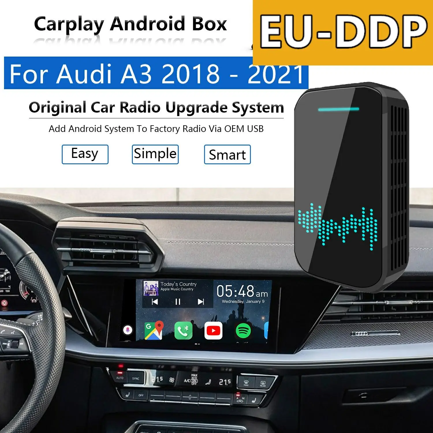 Radio Carplay upgrade Android For Audi A3 2018 - 2021 Apple   Wireless CP Box Car Multimedia Player Wifi Mirror Link Auto Audio