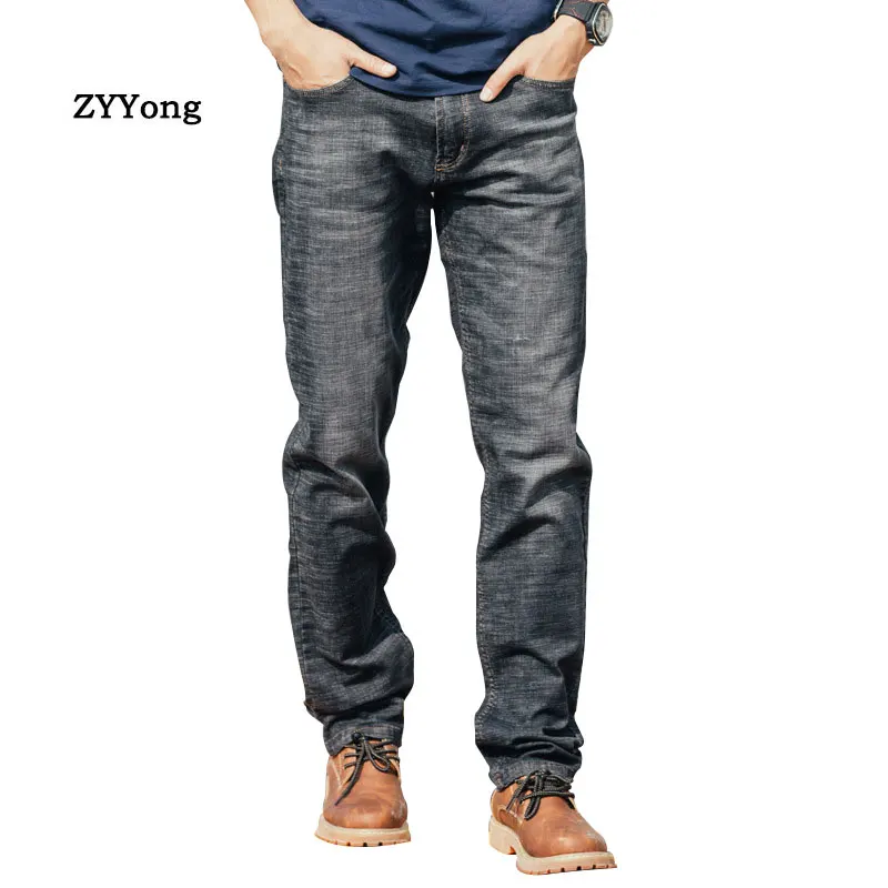 Men Fashion Jeans Pants Straight Loose Baggy Harem Elastic Denim Pants Hip Hop Casual Cotton Breathable Wide Leg Black Trousers