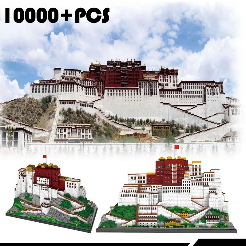 World-famous building, Eiffel Tower, Big Ben, Notre Dame Cathedral, Potala Palace, Taj Mahal 3D model building blocks