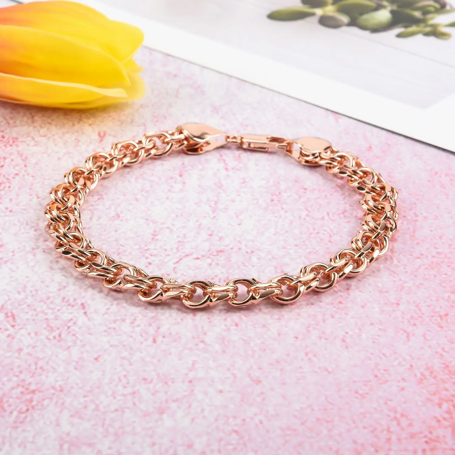 Fashion Rose Gold Plated Bracelet Wave Twisted Rope Link Chain for Women Metal Bracelet Wedding Party Jewelry Trend 2021 New